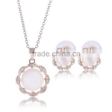 Wholesale Latest Design Fashion Necklaces Women Luxury Statement Diamond Jewelry Set SKJT0538