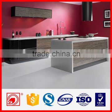 2016 fashionable marble top kitchen cabinet with wood grain