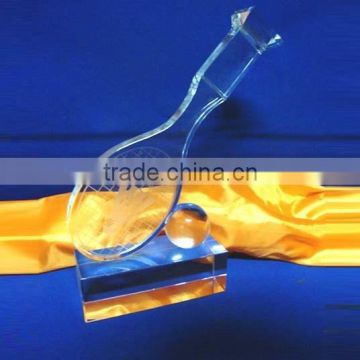 Elegant full clear crystal tennis trophy crystal award trophy wholesale