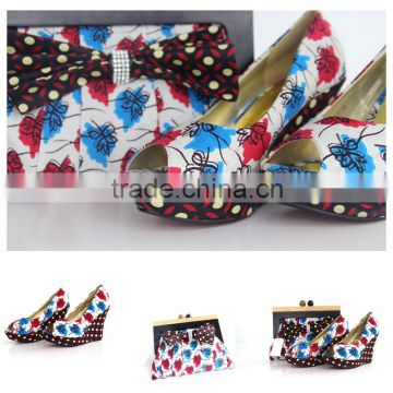 2016 Top Sale High Quality High Heel Wax Shoes And Bag For Ladies/Ankara shoes and bag for Women