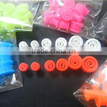 Silicone Ear Tunnels Hollow Spiral Plugs Gauge Earlets Expander 6-16mm