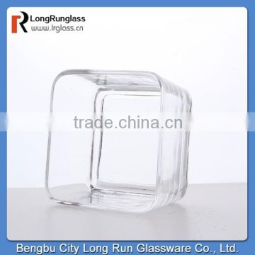 LongRun tableware 300g square shape transparent glass candle holder