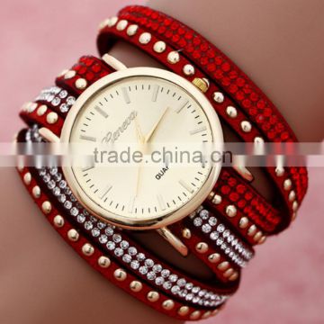 fashion China Geneva wrist women leather quartz wrist fashion lady watch