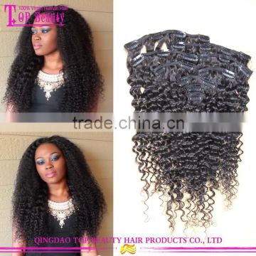 Kinky clip in human hair extensions hot clip in human hair extensions free sample 7A clip in hair extensions for black women