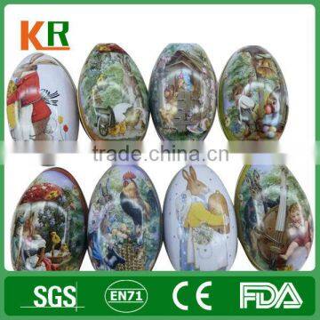 Hot Selling Hinged Food Grade Wholesale Metal Egg Shaped Tin Box For Easter