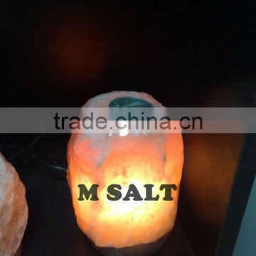 Naturally Shaped Himalayan Rock Salt lamp with Wooden base