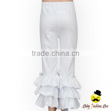4ECEK039 Yiwu Yihong White Cotton Fabric 3 layers Ruffle Legging Long Icing Baby Girls Pants Designs