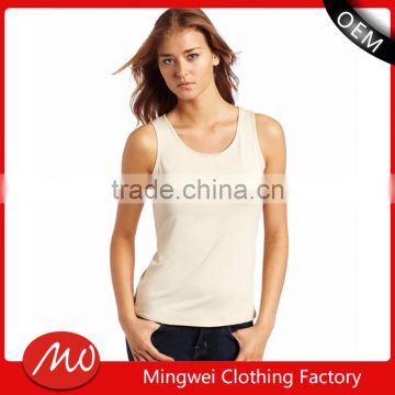 Shantou OEM factory womans plain sleeveless polyester fashion tank top with low price