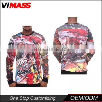 Fashion Breathable Quick Dry Sublimation Polyester/Spandex Fitness Mens Sweatershirt