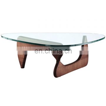 Creative Furniture Glass Triangle Transparent Glass Table Top With Flat Edge & Round Corner Small Coffee Table