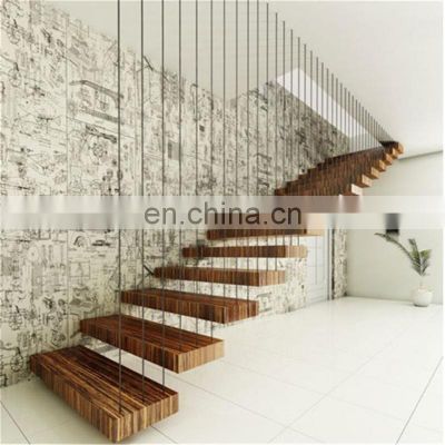 Walnut Staircases Wooden Stair Steps Lift Floating Wood Stair Treads Escalier