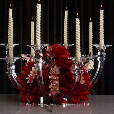 8 Heads Glass Candlestick Crystal Candelabra Candle Holders For Wedding Centerpiece