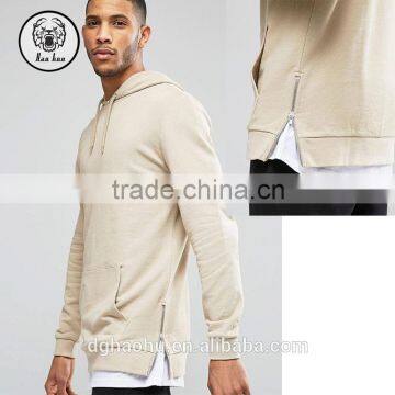 Longline Hoodie With Side Zips men's clothing