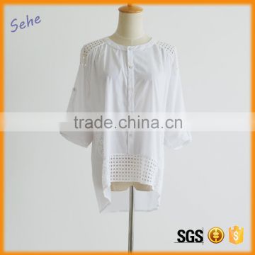 new fashion spring and autumn white cotton blouses pattern