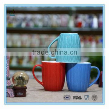 Custom new bone china glazed embossed mug wholesale
