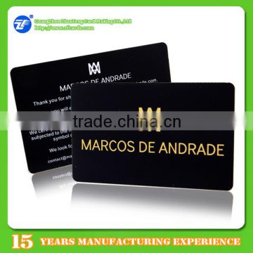 CR80 thin plastic gold hot stamping business cards printing free sample