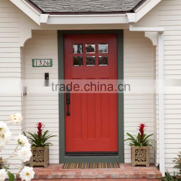 Red exterior solid wood gate door with traditional design
