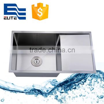 Premium quality handmade stainless steel kitchen sink with drain board bushed finish