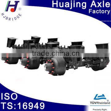 Three axle suspension system with heavy load capacity