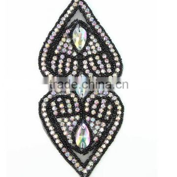 78mm black beaded ab rhinestone diamante trim iron on crystal trimming R2700F03