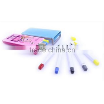 Best Promotion item plastic 5 color Cartoon picture Wax highlighters pen with plastic box
