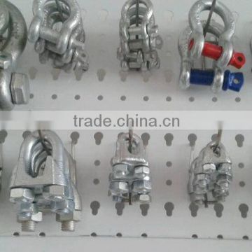 Galvanized wire rope clip and shackle, rigging hardware