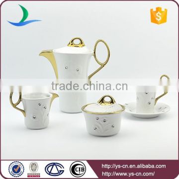 Ceramic tableware set round gold plating fancy tea set