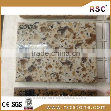 Cheap artificial yellow quartz stone tiles for sale