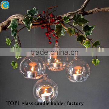 Hanging glass candle holder for home decoration