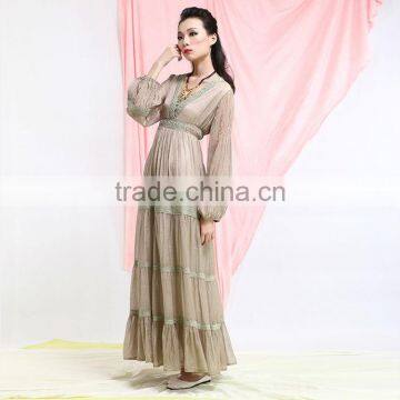 Guangzhou ladies dresses 2017 plus size women wear long sleeves maxi dress