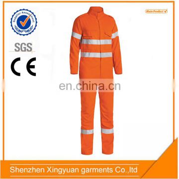 China Manufacturer EN11612 Orange Flame Retardant Work mens coveralls with reflector