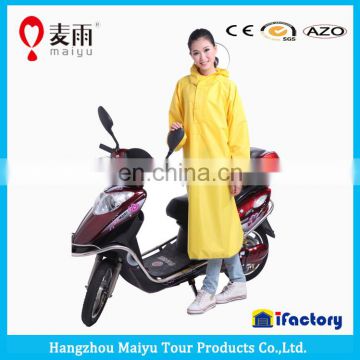 Maiyu long style pvc hood custom printed rain ponchos with sleeves