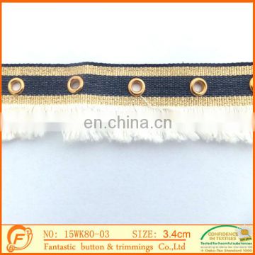 fashion nice fringe with metal ring for clothes