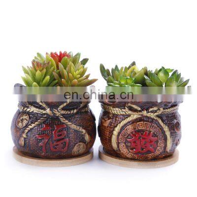 Vintage succulent fortune tree with bottom TOEFL bag hair terracotta flower pot