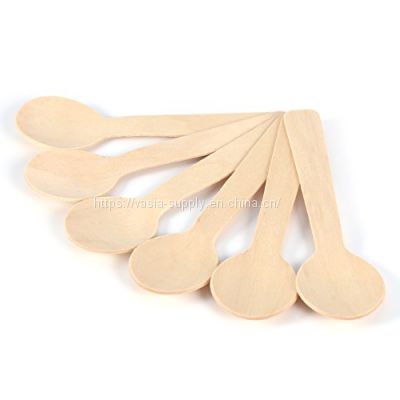 Factory Supplier Eco Disposable Wholesale Small Wooden Ice Cream Spoon Tasting Spoons