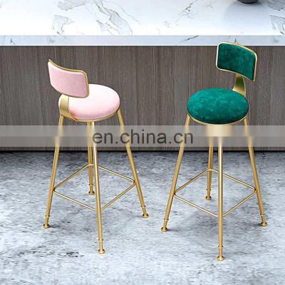 Bar Chair Stackable China Furniture Cafe Restaurant Nordic Kitchen Cheap Metal Gold Counter Velvet High Modern Stool Bar Chair