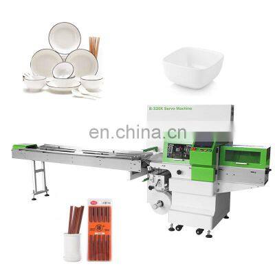 Automatic Horizontal Kitchen Clean Mini Sponge Tableware Very Speed Pillow Type Flow Wrapper Chopstick Pack Machine