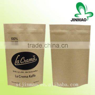 Stand up zipper Kraft paper coffee bag with valve