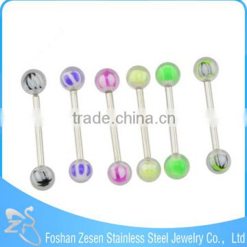 Wholesale Straight-Bar With Double Resin Balls Free Sample Tongue Rings