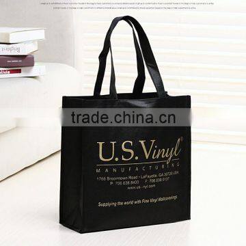 black thick non-woven handle shopping bags with customized silk printing