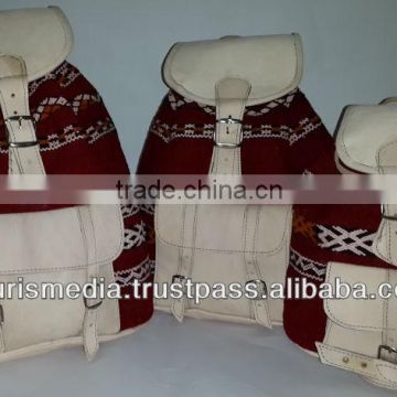 Handmade moroccan Kilim and leather backpacks