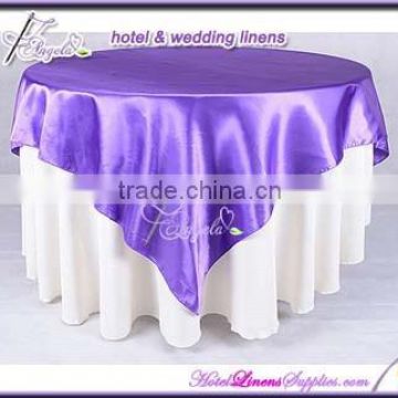 light purple wedding table overlay, satin table overlays