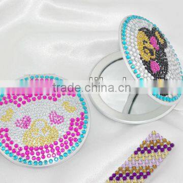 2013 pocket mirror with rhinestone for makeup