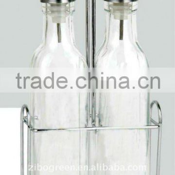 TW599 glass oil & vinegar bottle with metal rack