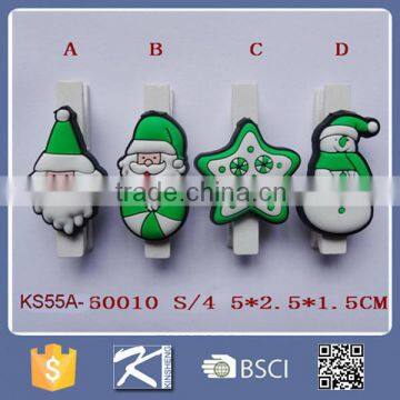 Newest design green color Christmas rubber clip for sale