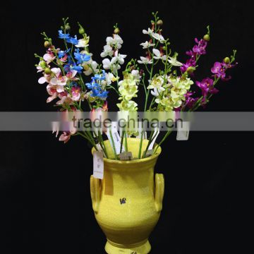 Artificial silk yellow phalaenopsis orchid mini flower with three flower heads