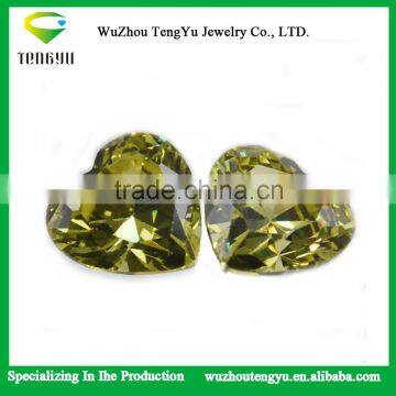 yellow hear shape cubic zirconia gemstone