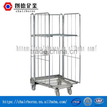 Foldable container hand push cart industrial trolley