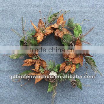 Handmade Artificial Poinsettia Christmas Flower Wreath