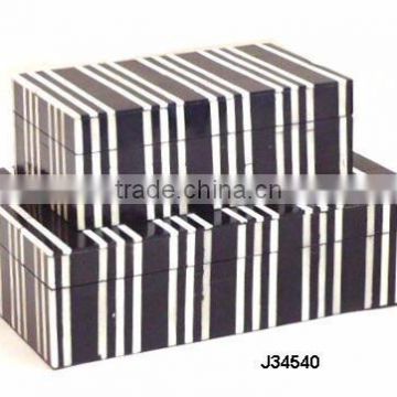 black and white bar code style pattern bone box available in all sizes and colours